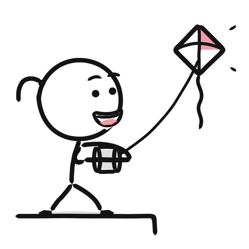 Flying a kite: a simple Big Heads style line drawing