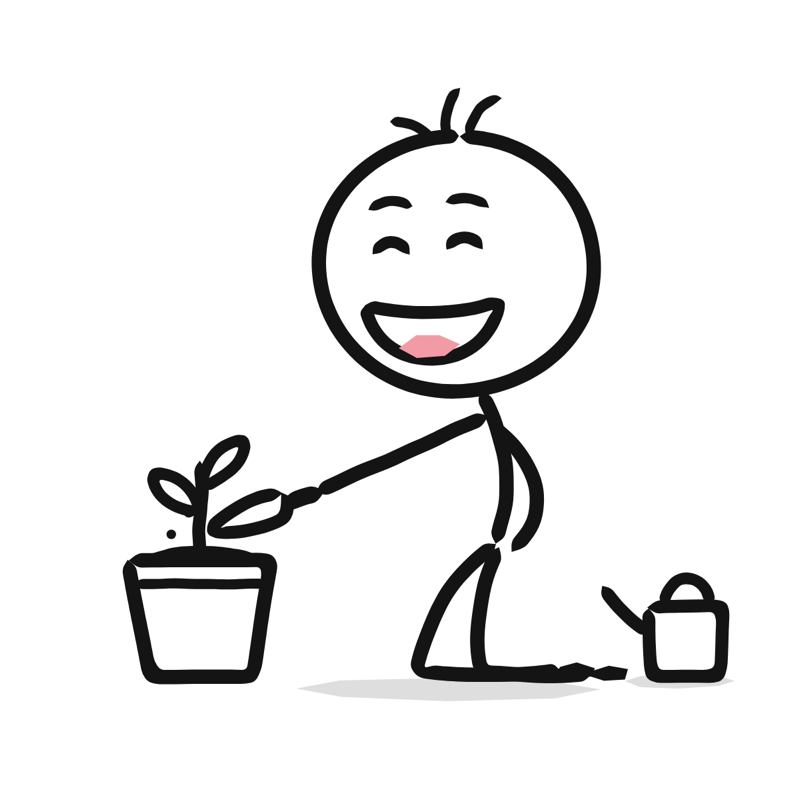 Gardening: a simple Big Heads style line drawing
