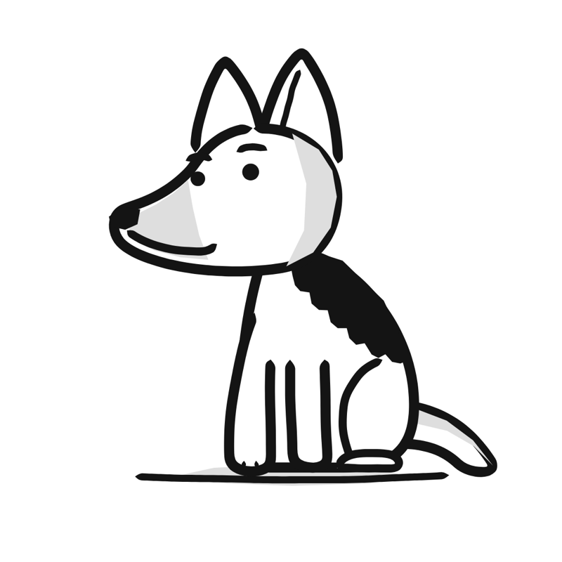 German Shepherd dog: a simple Big Heads style line drawing