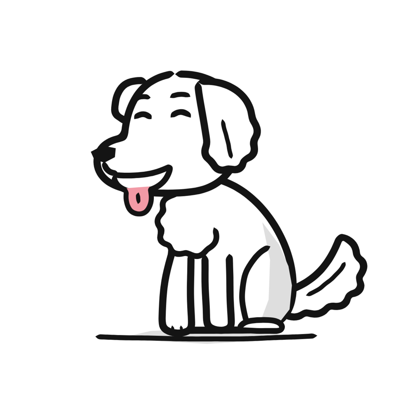 Golden Retriever dog: a simple Big Heads style line drawing