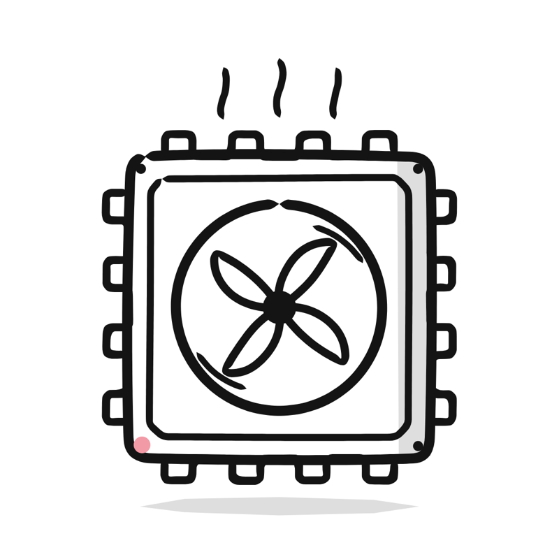 GPU chip: a simple Big Heads style line drawing