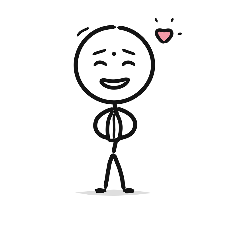 Gratitude: a simple Big Heads style line drawing