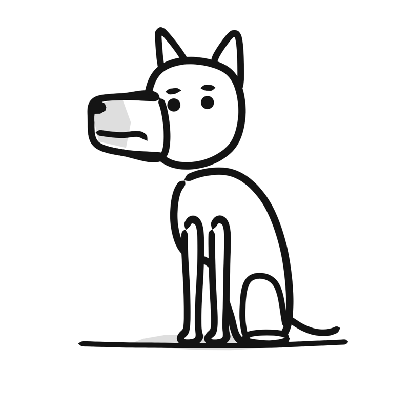 Great Dane dog: a simple Big Heads style line drawing
