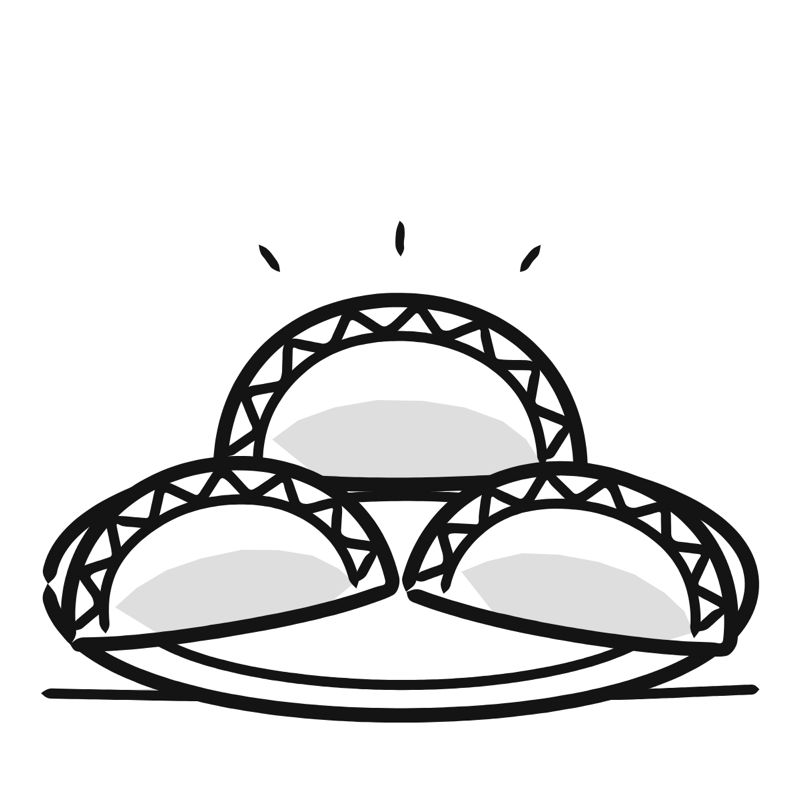 Gujiya: a simple Big Heads style line drawing