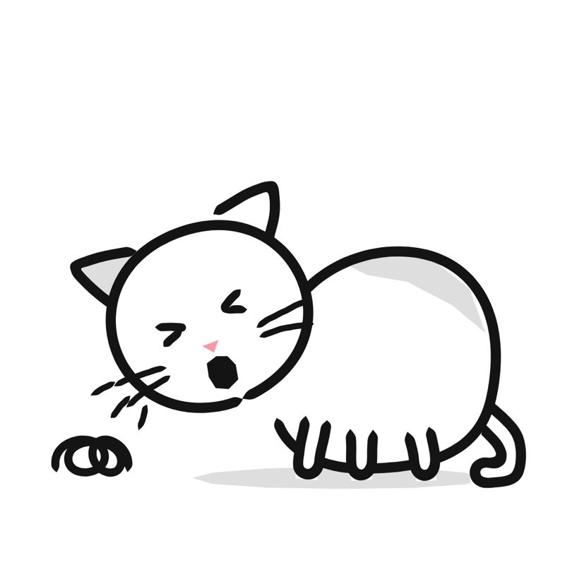 Hairball: a simple Big Heads style line drawing