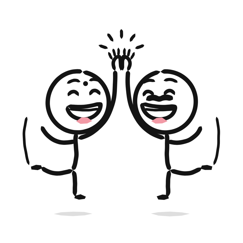 High five: a simple Big Heads style line drawing