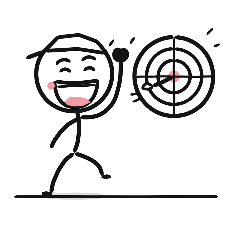 Hitting the target: a simple Big Heads style line drawing