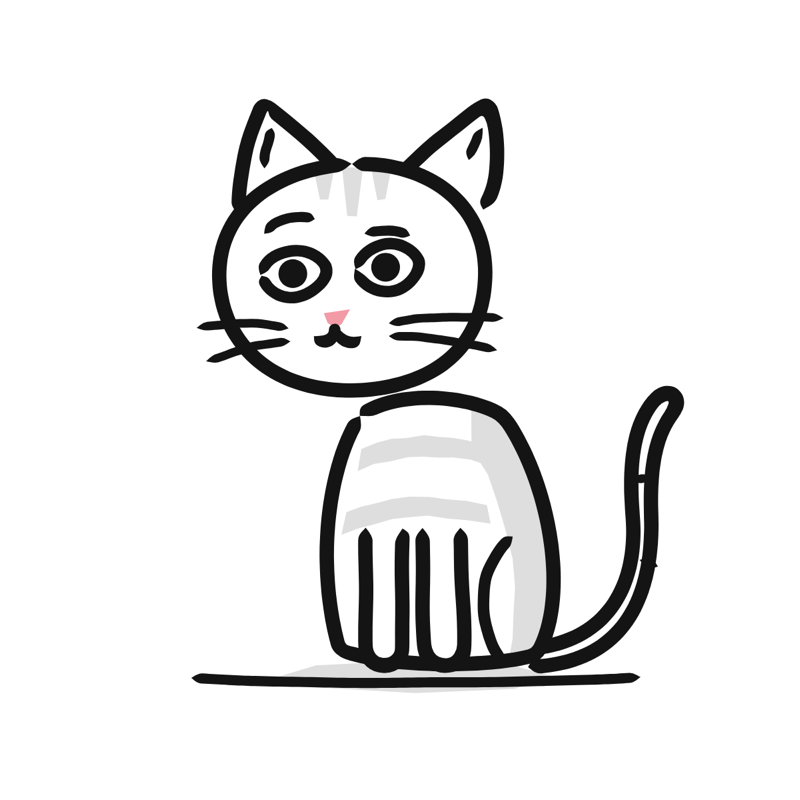 Indian street cat: a simple Big Heads style line drawing