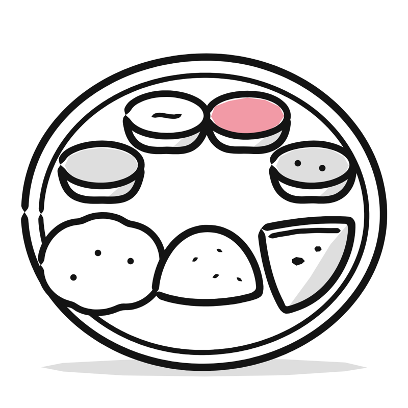Indian thali: a simple Big Heads style line drawing