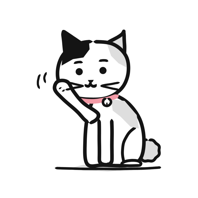 Japanese Bobtail cat: a simple Big Heads style line drawing