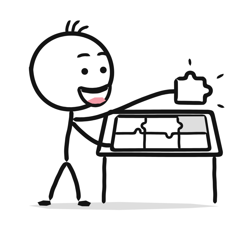 Jigsaw puzzle: a simple Big Heads style line drawing