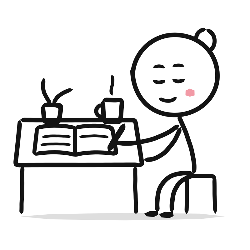 Journaling: a simple Big Heads style line drawing