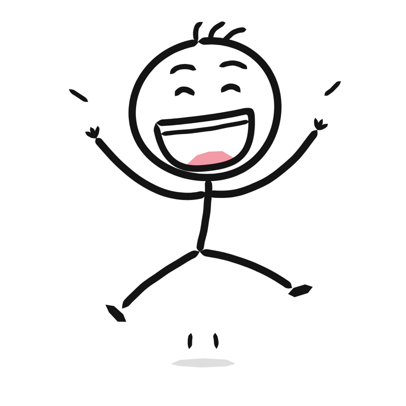 Joy: a simple Big Heads style line drawing