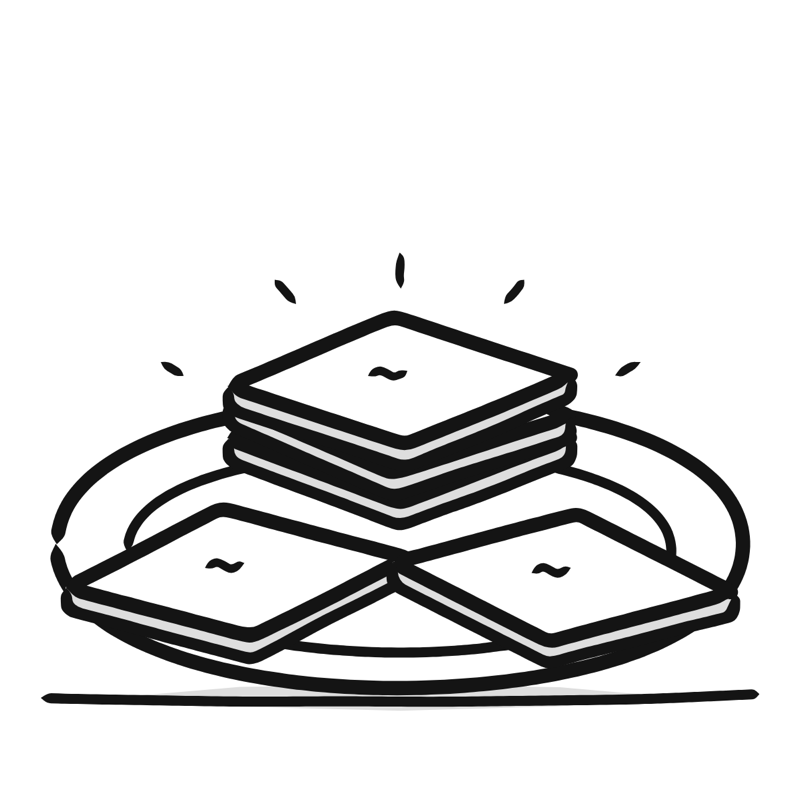 Kaju katli: a simple Big Heads style line drawing
