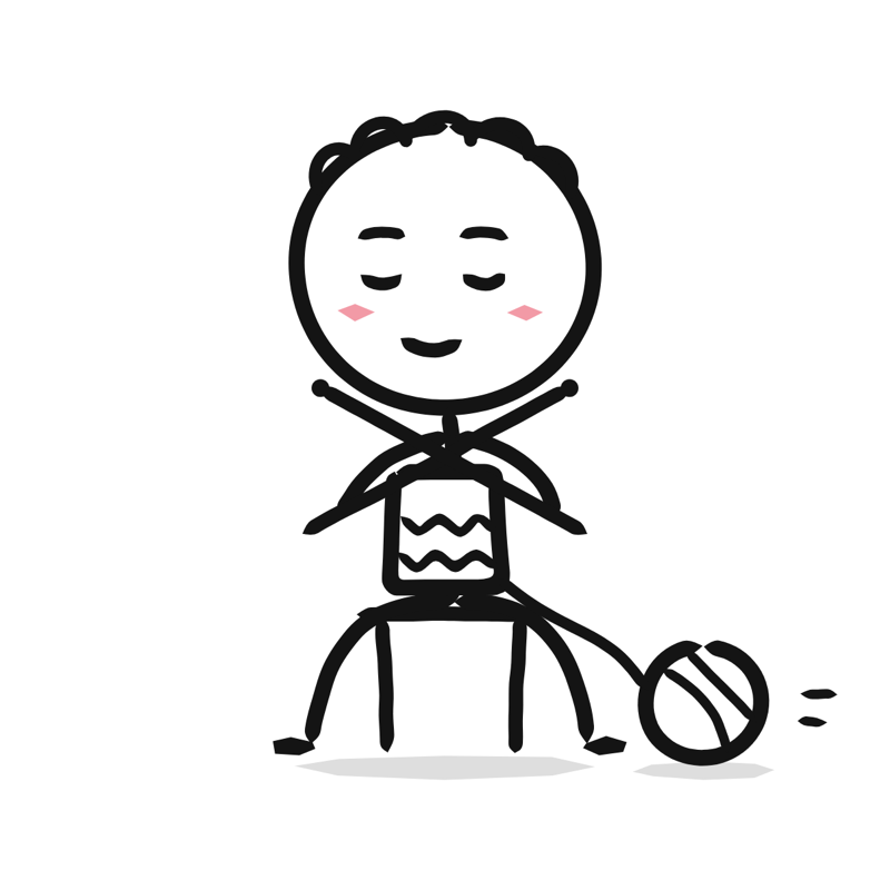 Knitting: a simple Big Heads style line drawing