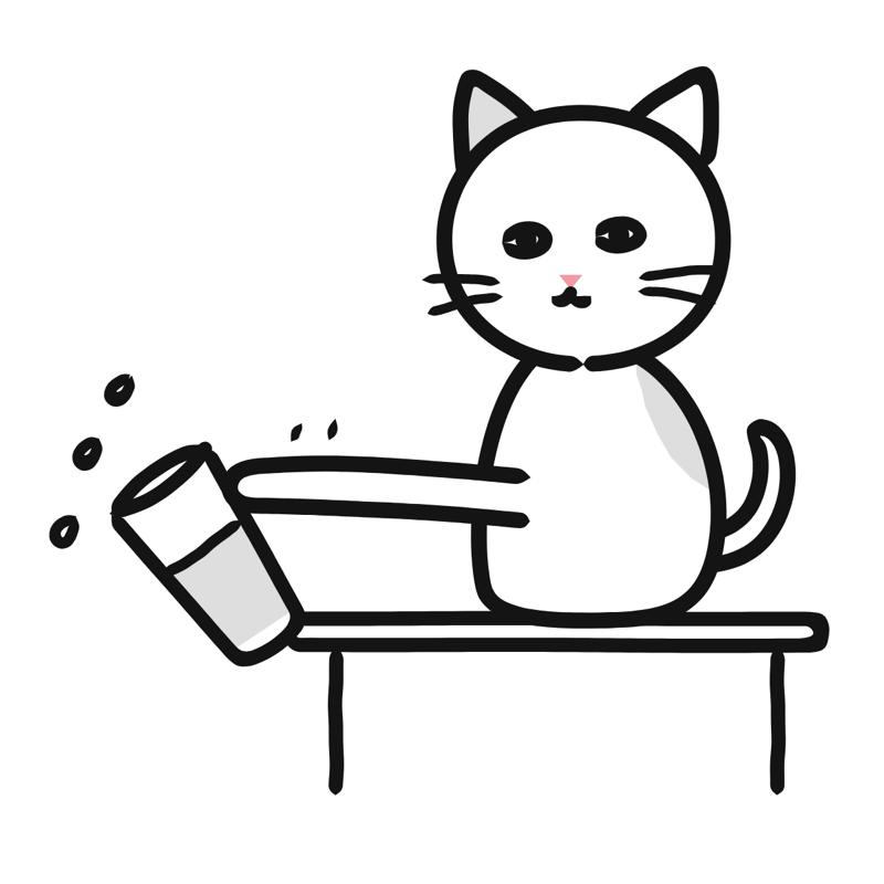 Knocking a glass off: a simple Big Heads style line drawing