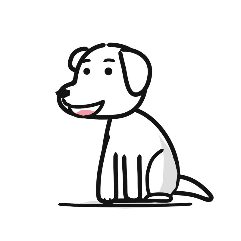 Labrador dog: a simple Big Heads style line drawing