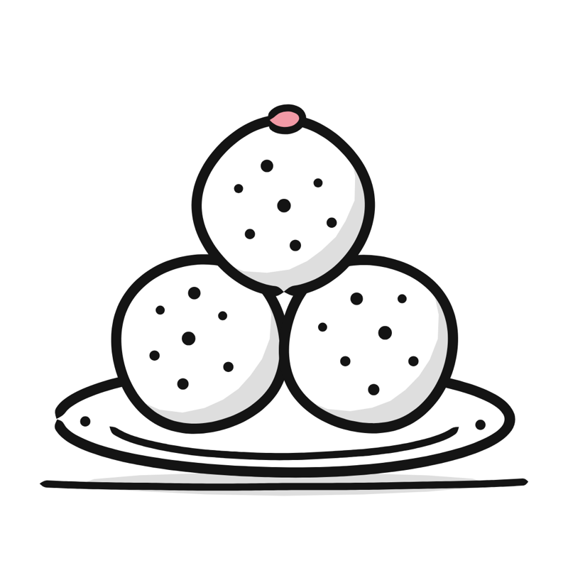 Laddoo: a simple Big Heads style line drawing