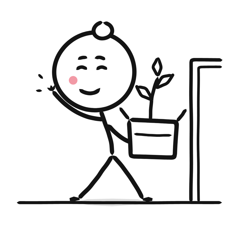Last day at work: a simple Big Heads style line drawing