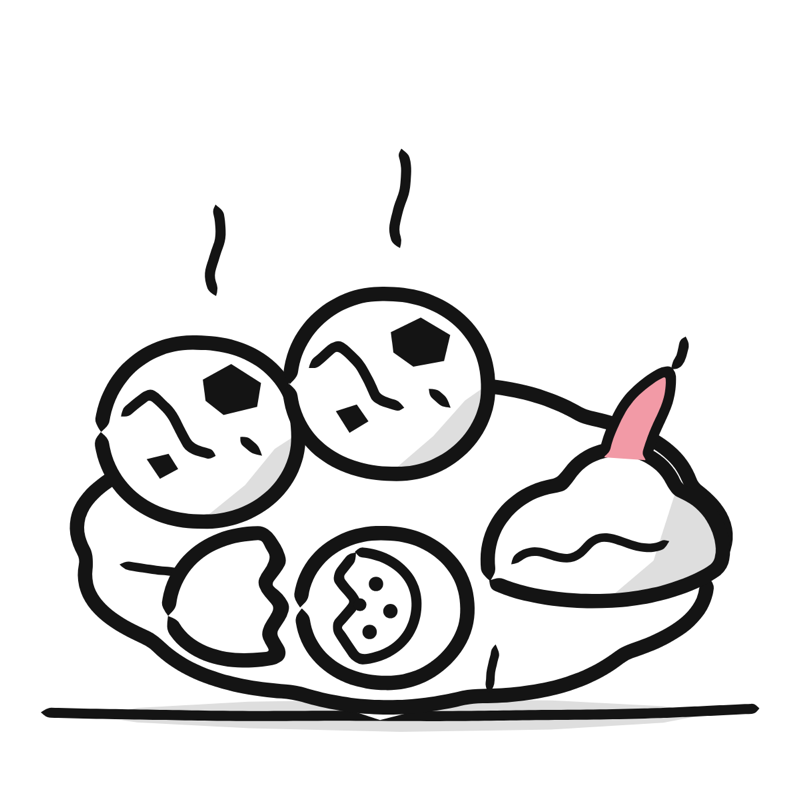 Litti chokha: a simple Big Heads style line drawing