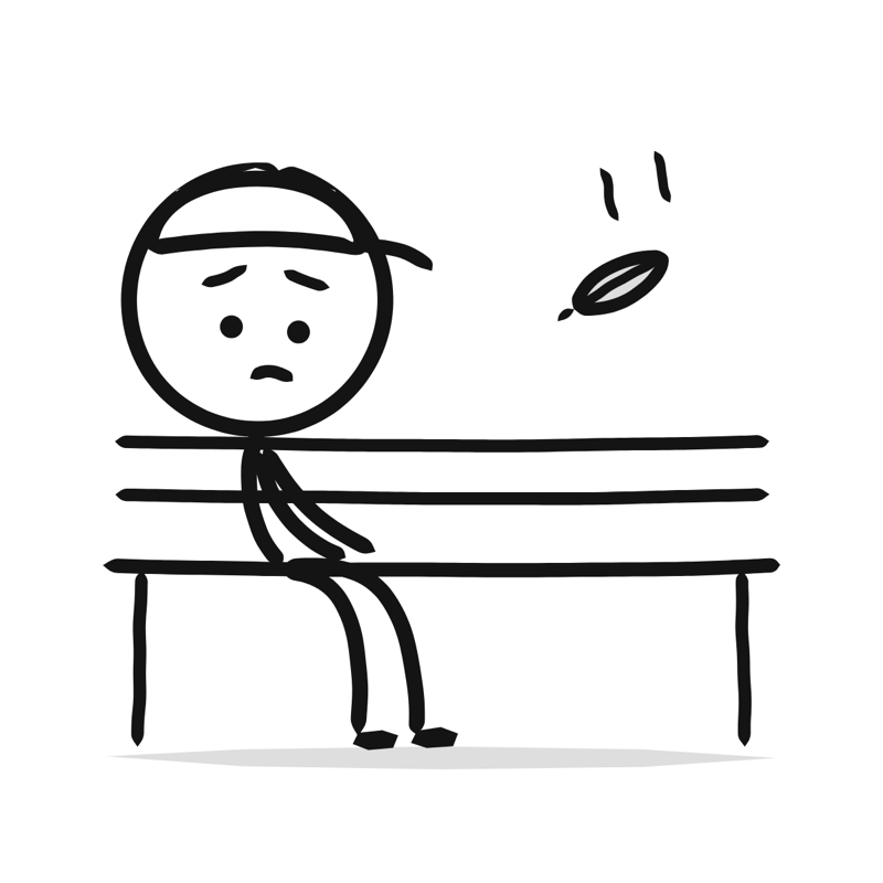 Lonely: a simple Big Heads style line drawing
