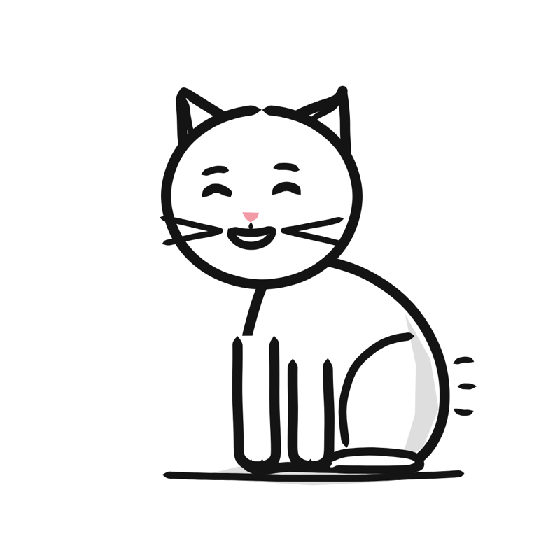 Manx cat: a simple Big Heads style line drawing
