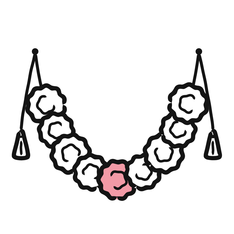 Marigold garland: a simple Big Heads style line drawing