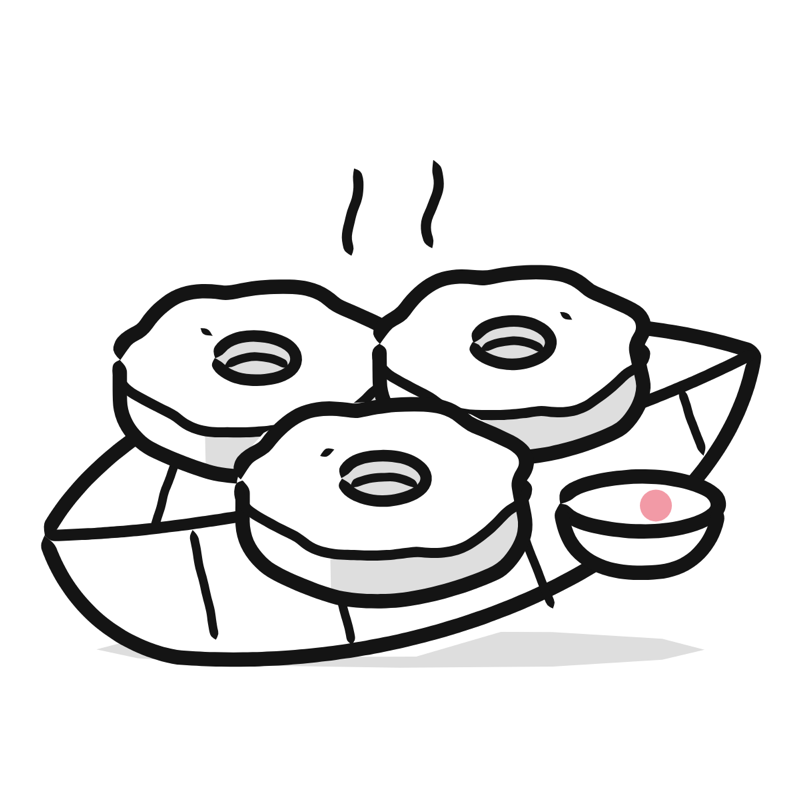 Medu vada: a simple Big Heads style line drawing