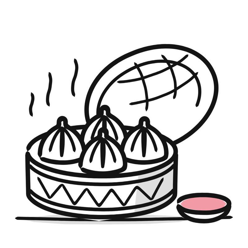 Momos: a simple Big Heads style line drawing