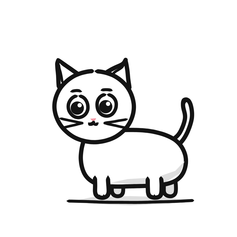 Munchkin cat: a simple Big Heads style line drawing
