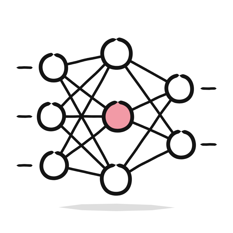 Neural network: a simple Big Heads style line drawing