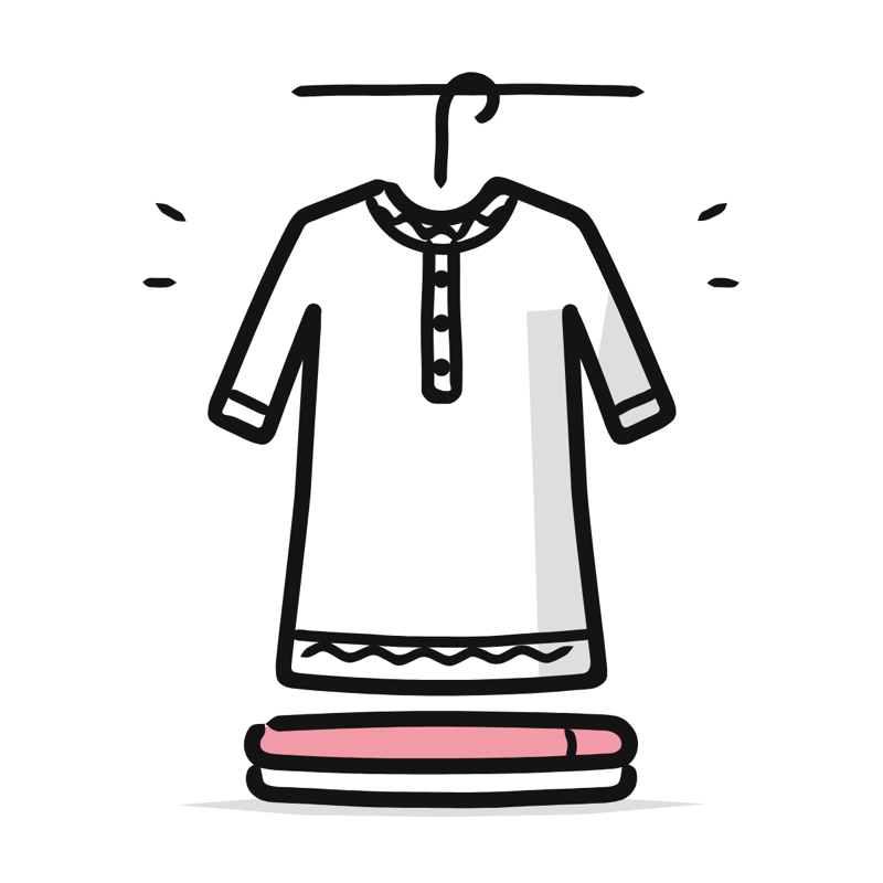 New clothes: a simple Big Heads style line drawing