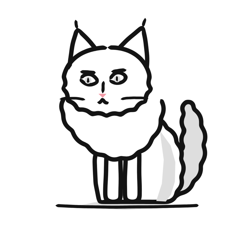 Norwegian Forest Cat: a simple Big Heads style line drawing