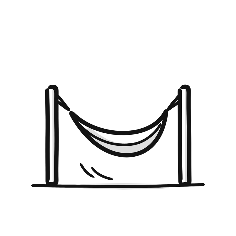 Nothing to do empty state: a simple Big Heads style line drawing