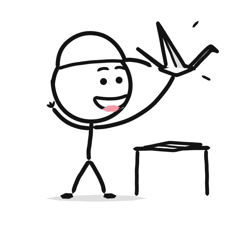 Origami: a simple Big Heads style line drawing