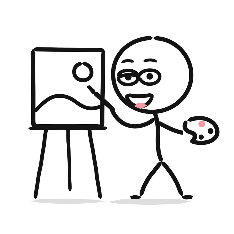Painting: a simple Big Heads style line drawing