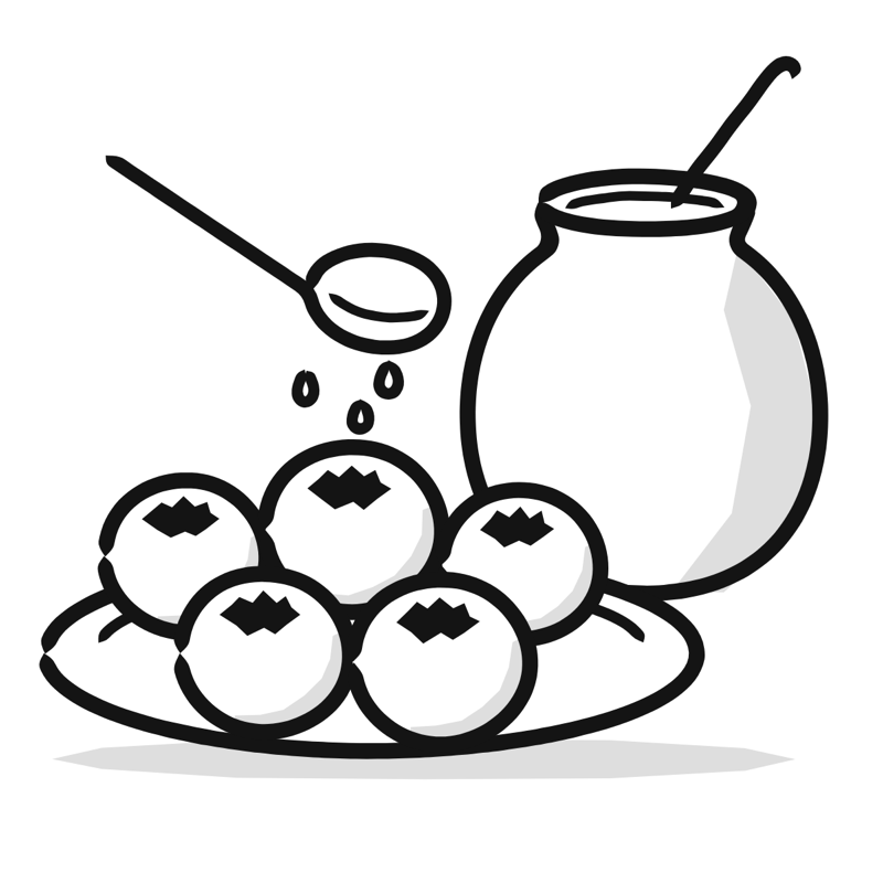 Pani puri: a simple Big Heads style line drawing