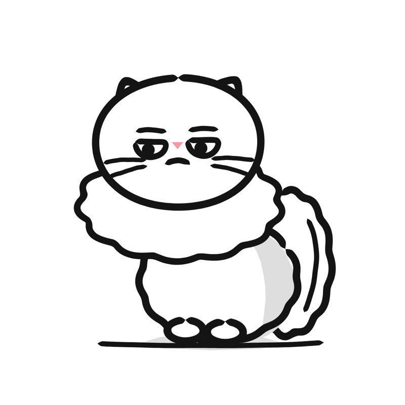Persian cat: a simple Big Heads style line drawing
