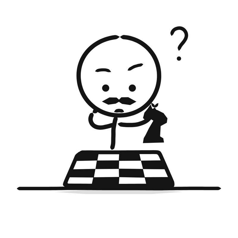 Playing chess: a simple Big Heads style line drawing