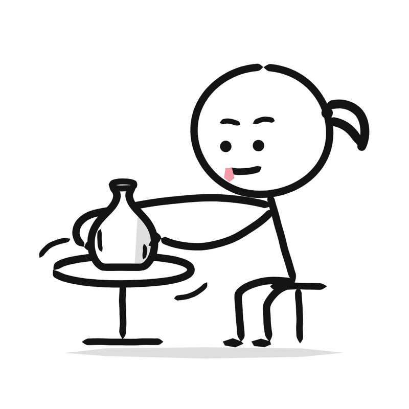 Pottery: a simple Big Heads style line drawing