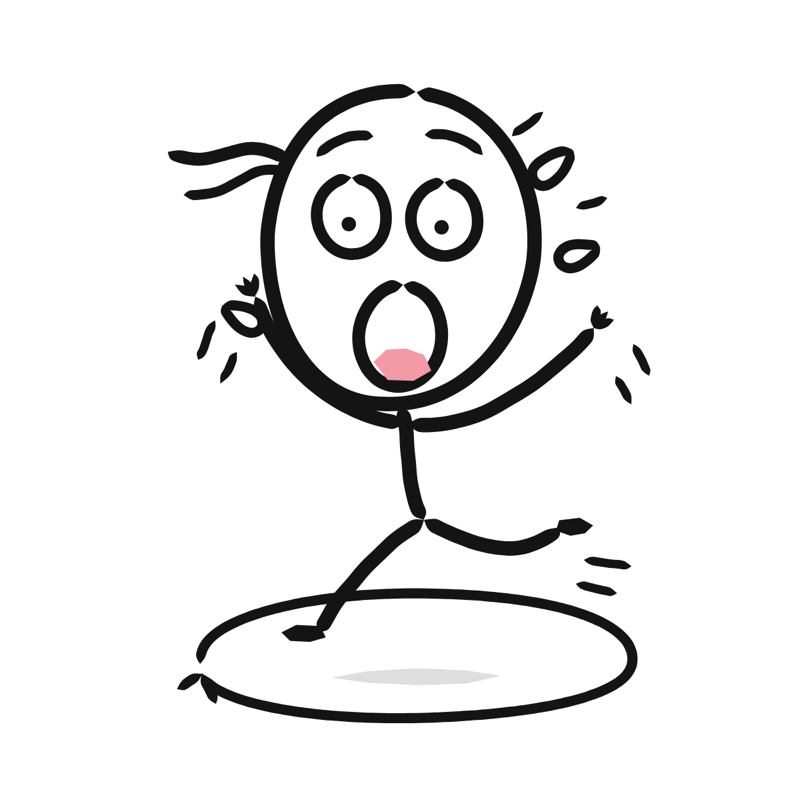 Pure panic: a simple Big Heads style line drawing