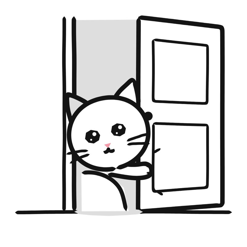 Pushing the door open: a simple Big Heads style line drawing