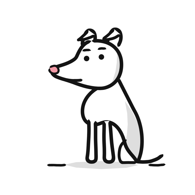 Rajapalayam dog: a simple Big Heads style line drawing