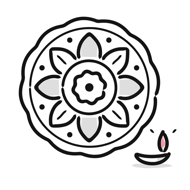 Rangoli: a simple Big Heads style line drawing