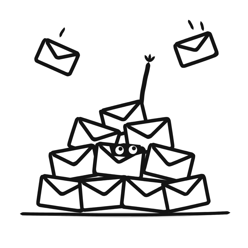 Reply all: a simple Big Heads style line drawing