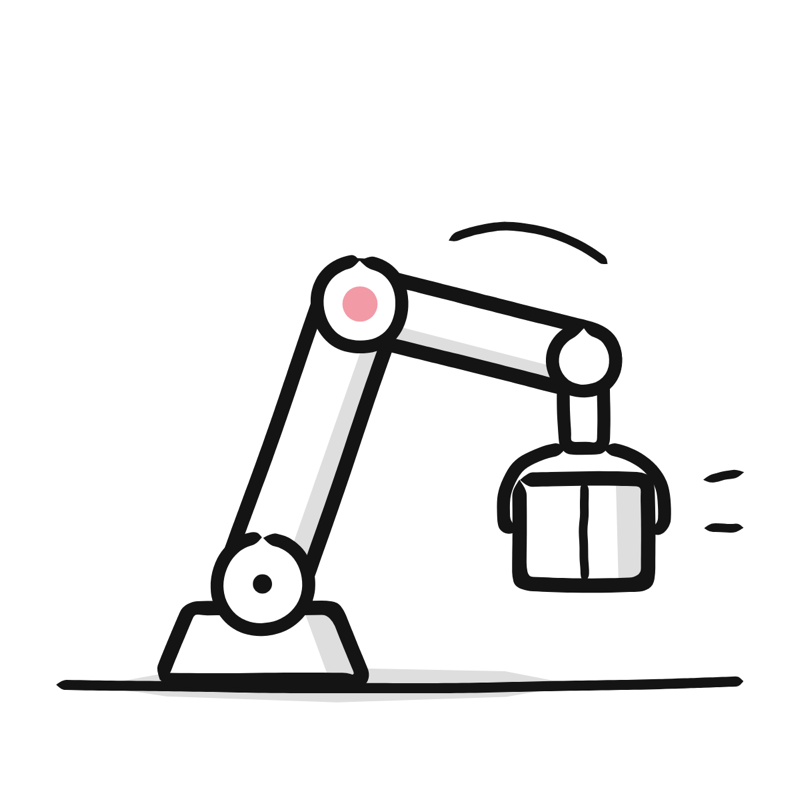 Robot arm: a simple Big Heads style line drawing