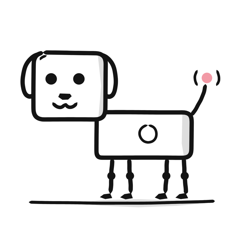 Robot dog: a simple Big Heads style line drawing