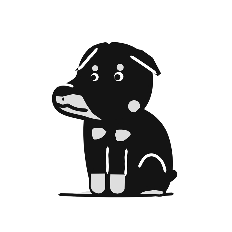 Rottweiler dog: a simple Big Heads style line drawing
