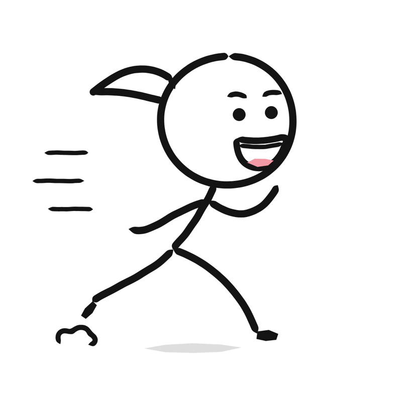 Running: a simple Big Heads style line drawing