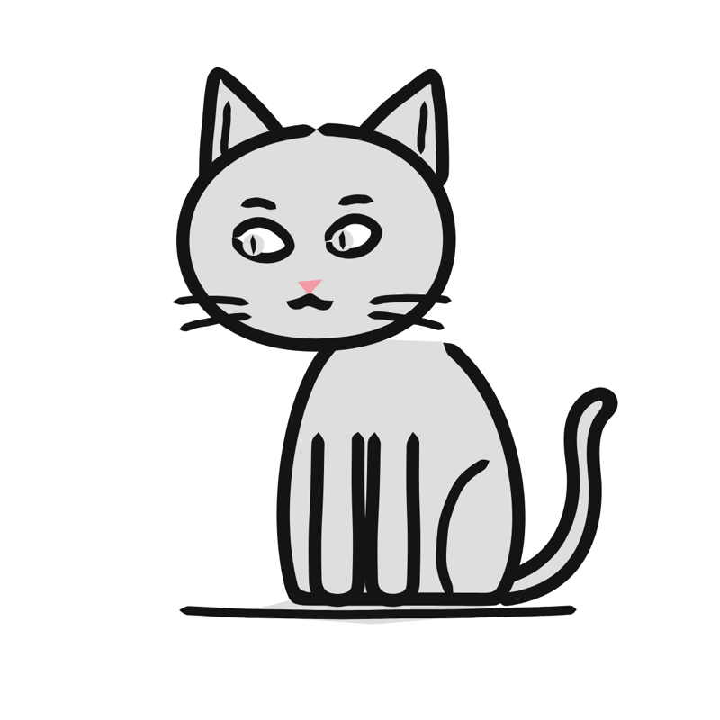 Russian Blue cat: a simple Big Heads style line drawing
